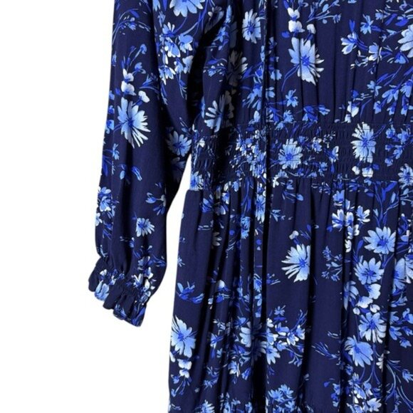 Gap Relaxed Smocked Splitneck Mini Dress Large Ditsy Floral FairyGoth Fe… - Picture 3 of 9